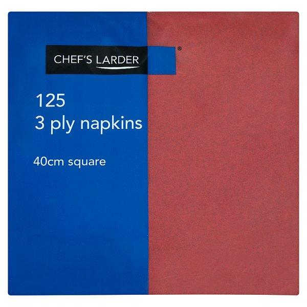 Chef's Larder 125 Burgundy 3 Ply Napkins 40cm Square - Sets of 125 - Honesty Sales U.K