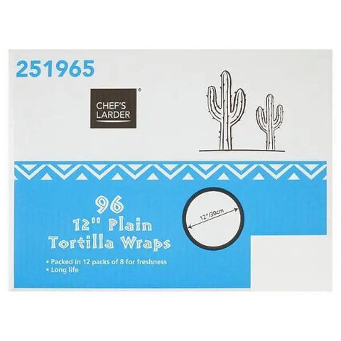 Chef's Larder 96 12" Plain Tortilla Wraps - Honesty Sales U.K