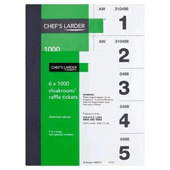 Chef's Larder Cloakroom/Raffle Tickets 6 x 1000 - Honesty Sales U.K