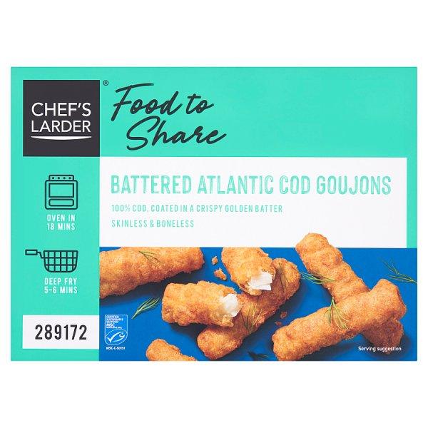 Chef's Larder Food to Share Battered Atlantic Cod Goujons 2kg - Honesty Sales U.K