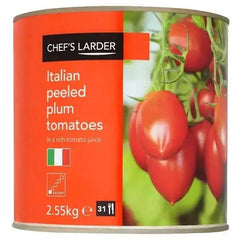 Chef's Larder Italian Peeled Plum Tomatoes in a Rich Tomato Juice 2.55kg (Drained Weight 1.53kg) - Honesty Sales U.K