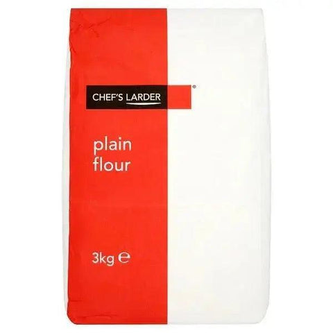 Chef's Larder Plain Flour 3kg Ingredients Wheat Flour - Honesty Sales U.K