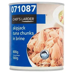 Chef's Larder Skipjack Tuna Chunks in Brine 800g (Drained Weight 560g) - Honesty Sales U.K