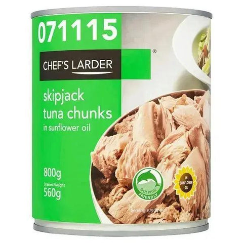 Chef's Larder Skipjack Tuna Chunks in Sunflower Oil 800g (Drained Weight 560g) - Honesty Sales U.K