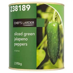 Chef's Larder Sliced Green Jalapeno Peppers in Brine 2.95kg (Drained Weight 1.68kg) - Honesty Sales U.K