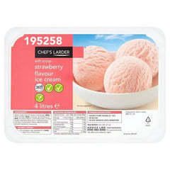 Chef's Larder Soft Scoop Strawberry Flavour Ice Cream 4 Litres Chef's Larder
