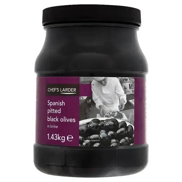 Chef's Larder Spanish Pitted Black Olives in Brine 1.43kg - Honesty Sales U.K
