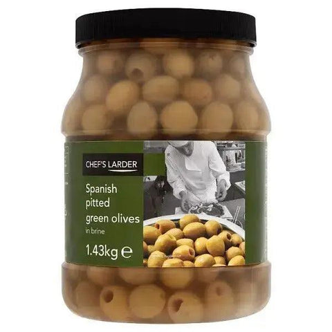 Chef's Larder Spanish Pitted Green Olives in Brine 1.43kg - Honesty Sales U.K