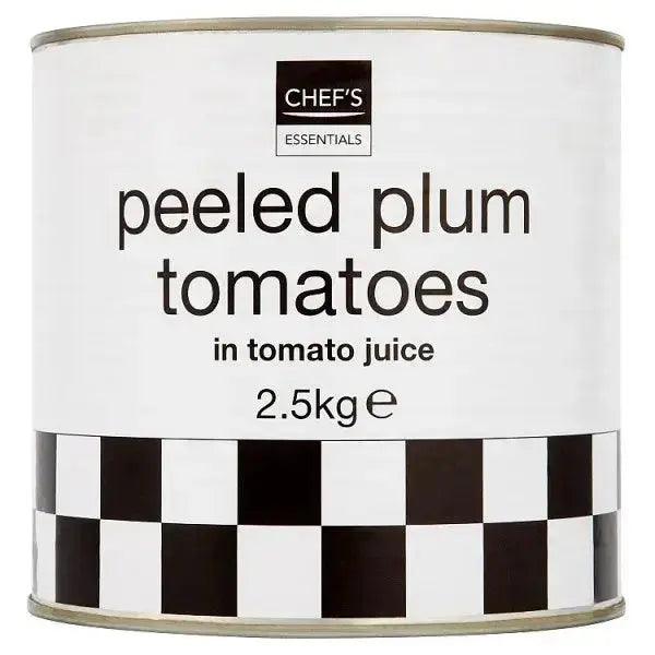 Chefs Essentials Peeled Plum Tomatoes in Tomato Juice 2.5kg (Drained Weight 1.5kg) - Honesty Sales U.K
