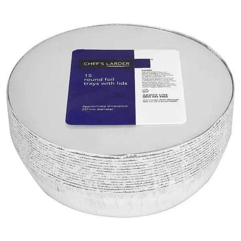 Chefs Larder 15 Round Foil Trays with Lids 227mm - Honesty Sales U.K