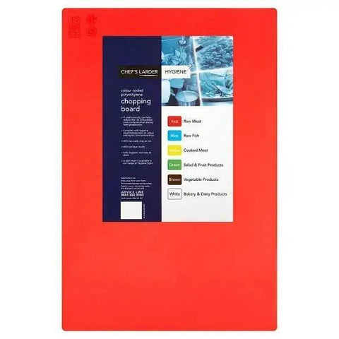 Chefs Larder Hygiene Chopping Board Red 45x30cm(Case of 10) - Honesty Sales U.K