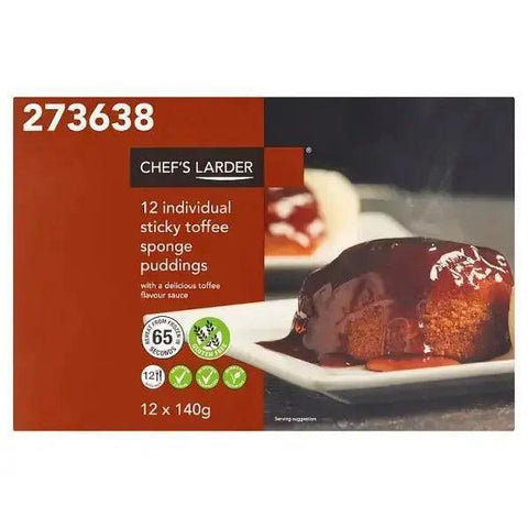 Chefs Larder Individual Sticky Toffee Sponge Puddings 12 x 140g - Honesty Sales U.K