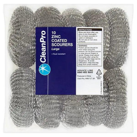 CleanPro 10 Zinc Coated Scourers Large - Honesty Sales U.K