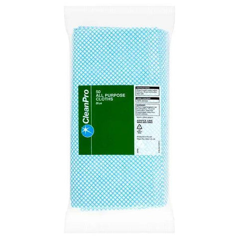 CleanPro 50 All Purpose Cloths Blue 60cm x 30cm - Honesty Sales U.K