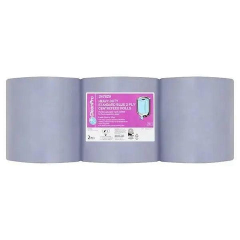 CleanPro Heavy Duty Standard Blue 2 Ply 6 Centrefeed Rolls - Honesty Sales U.K