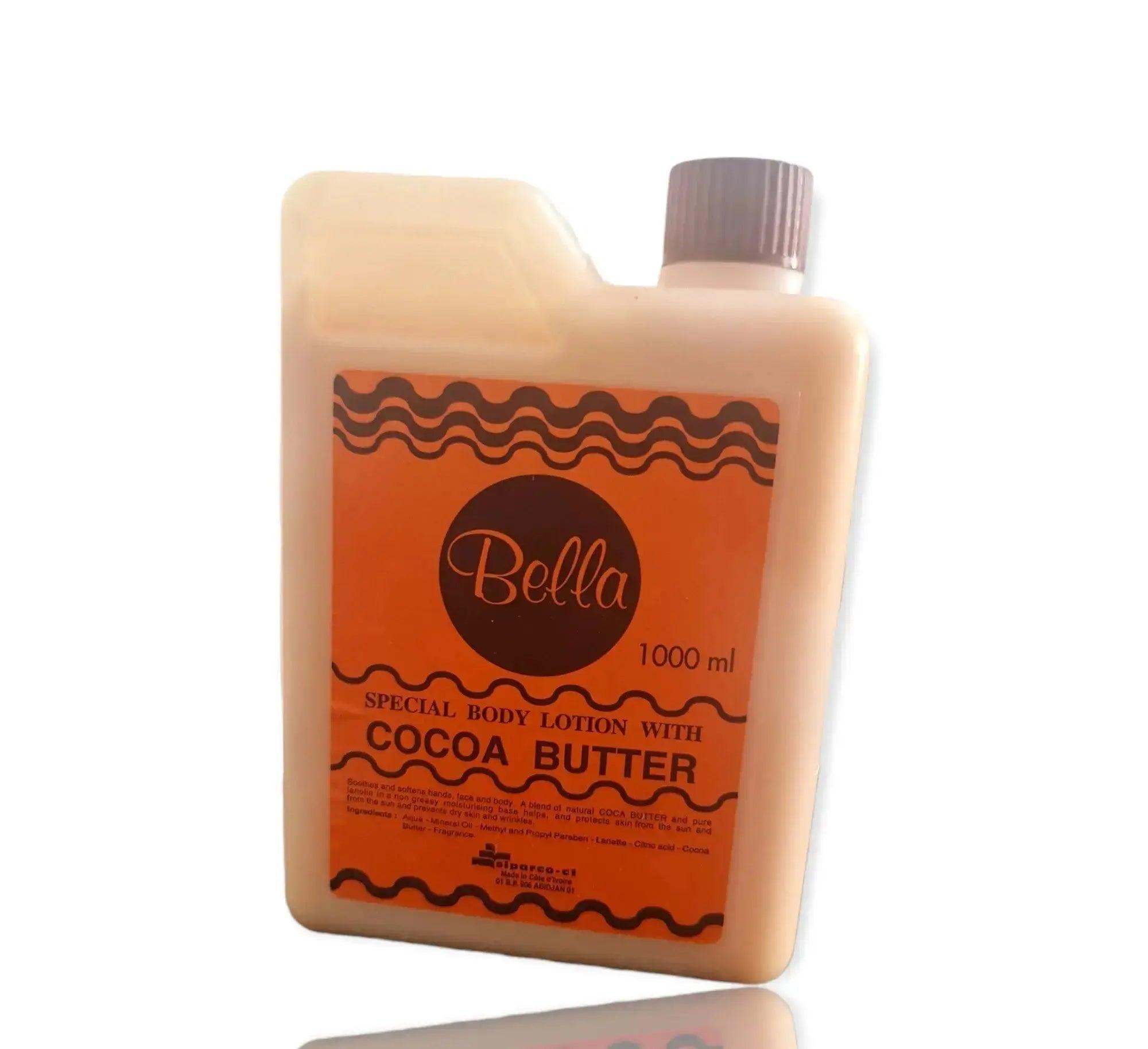 Cocoa Butter Body Lotion - BELLA Special Body Lotion with Cocoa Butter 1000 ml - Honesty Sales U.K