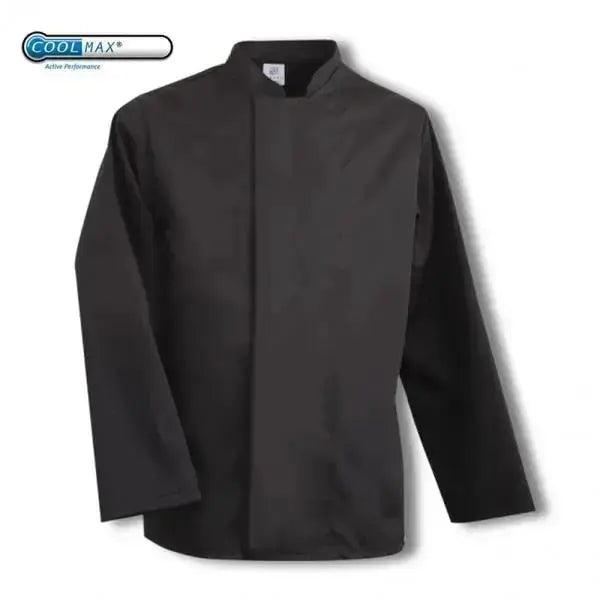 Coolmax Chefs Jacket Long Sleeve Black - White - Honesty Sales U.K