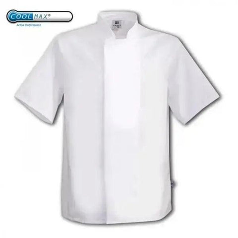 Coolmax Chefs Jacket Short Sleeve Black - White - Honesty Sales U.K