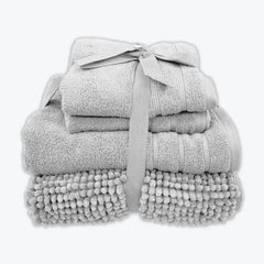 Coordinated Bobble Bath Mat & Towel Set - 4 Pack (Light Grey) - Honesty Sales U.K
