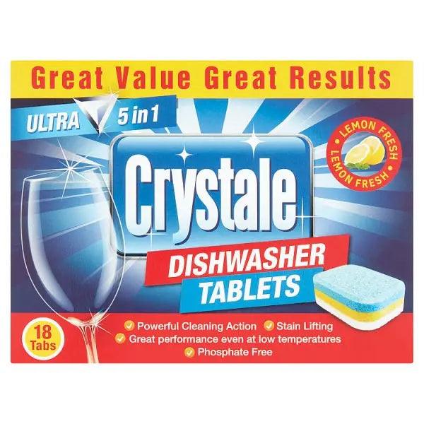 Crystale Lemon Fresh Dishwasher Tablets 18 x 18g (Case of 7) - Honesty Sales U.K
