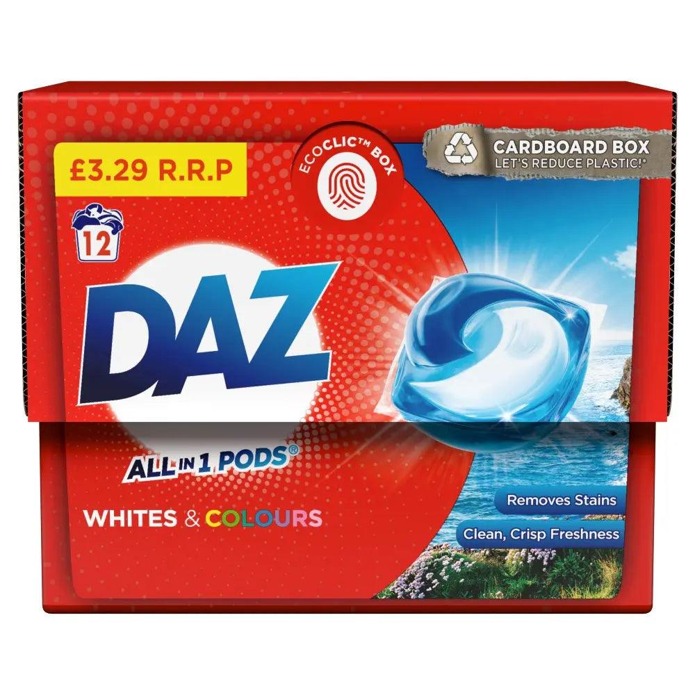 Daz ALL in 1 PODs Washing Capsules Whites & Colours 12 Washes (Case of 6) Daz