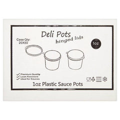 Deli Pots Hinged Lids 1oz Plastic Sauce Pots - Honesty Sales U.K