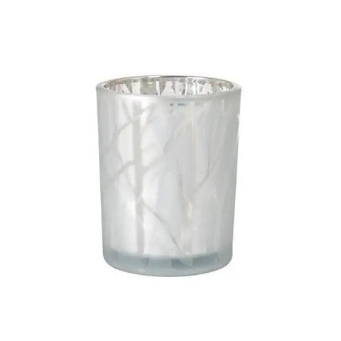 Duni Shimmer White Candleholder Glass 100 x 80mm - Honesty Sales U.K