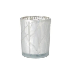 Duni Shimmer White Candleholder Glass 100 x 80mm - Honesty Sales U.K