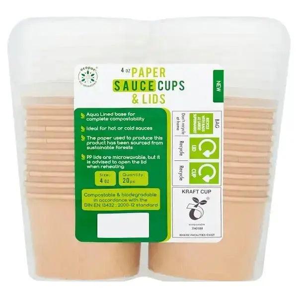 Ecopac 4 oz Paper Sauce Cups & Lids 20pc - Honesty Sales U.K