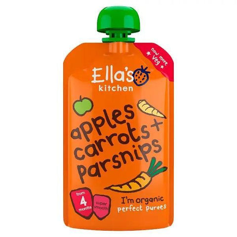 Ella's Kitchen Organic Carrots Apples + Parsnips Pouch 4+ Months 120g (Pack Of 7) - Honesty Sales U.K