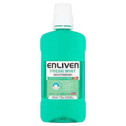 Enliven Fresh Mint Mouthwash Alcohol Free 500ml (Case of 8) - Honesty Sales U.K