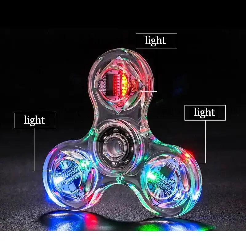 Fidget Spinner Glow in the Dark Adult Toy Anti Stress Led Tri-Spinner Autism Luminous Spinners Kinetic Gyroscope for Children - Honesty Sales U.K