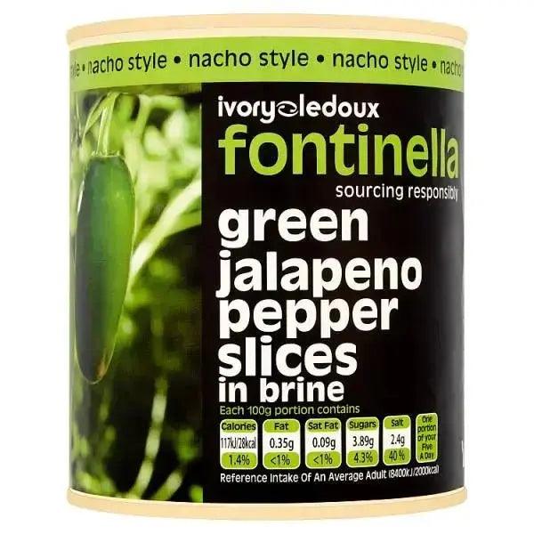 Fontinella Green Jalapeno Pepper Slices in Brine 800g (Drained Weight 450g) - Honesty Sales U.K
