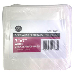 FyNite 7" x 7" White Greaseproof Bags 900 Pieces 178mm x 178mm - Honesty Sales U.K