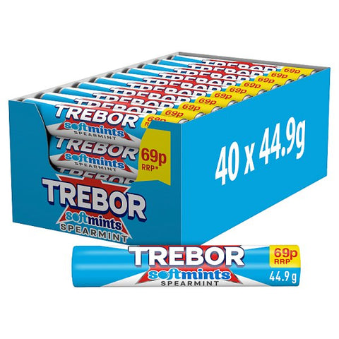 Trebor Softmints Spearmint Mints Roll 69p PMP 44.9g (Case of 40)