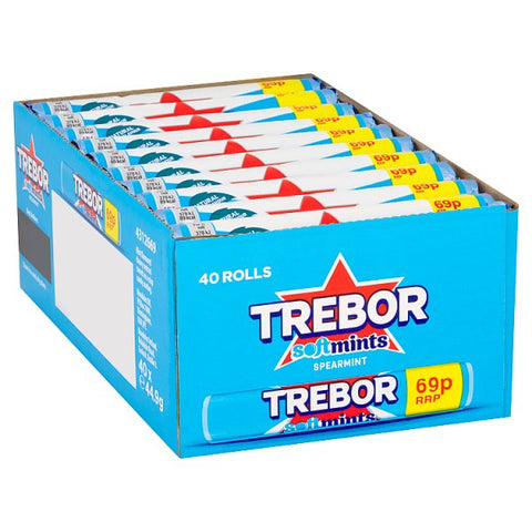 Trebor Softmints Spearmint Mints Roll 69p PMP 44.9g (Case of 40)