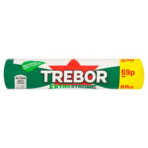 Trebor Extra Strong Peppermint Mints Roll 69p PMP 41.3g (Case of 40)