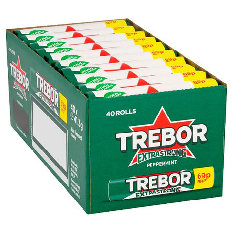 Trebor Extra Strong Peppermint Mints Roll 69p PMP 41.3g (Case of 40)