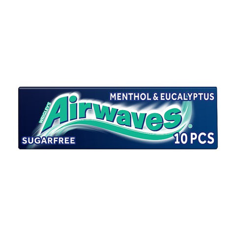 AIRWAVES Menthol & Eucalyptus flavour Sugar Free Chewing Gum 10 Pieces (Case of 30)