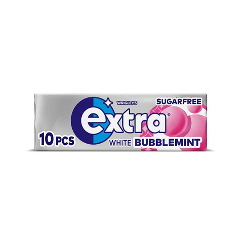 Extra White Bubblemint Chewing Gum Sugar Free 10 Pieces (Case of 30)