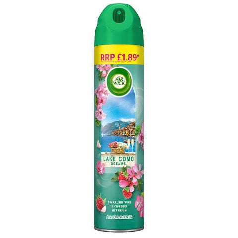 Air Wick Lake Como Dreams Aerosol 300ml Lasts up to 1 hour Air Freshener (Case of 6)