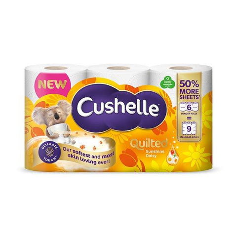 Cushelle Quilted Daisy Toilet Roll 6 Rolls 50% More Sheets (Case of 4)