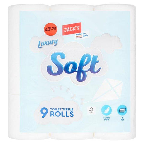 Jack's Luxury Soft Toilet Tissue 9 Rolls (Case of 5)