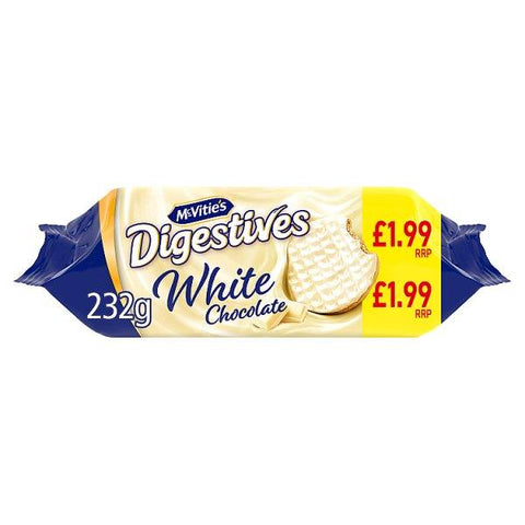 McVitie's White Chocolate Digestive Biscuits 232g (Case of 12)