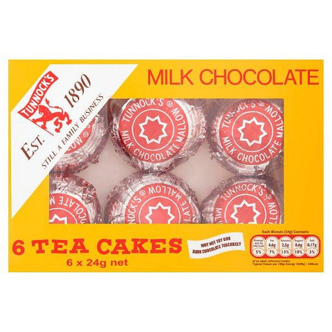 Tunnock's Milk Chocolate Tea Cakes 6 x 24g (Case of 12)