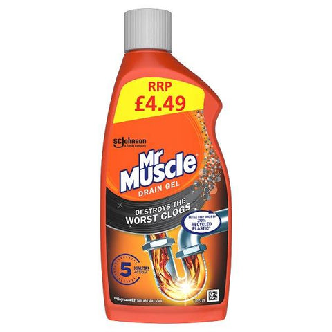 Mr Muscle Drain Gel Plughole Unblocker 500ml PMP (Case of 6)