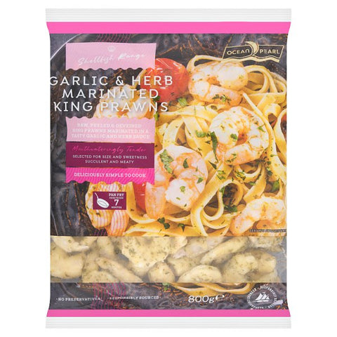 Ocean Pearl Garlic & Herb Marinated King Prawns 800g