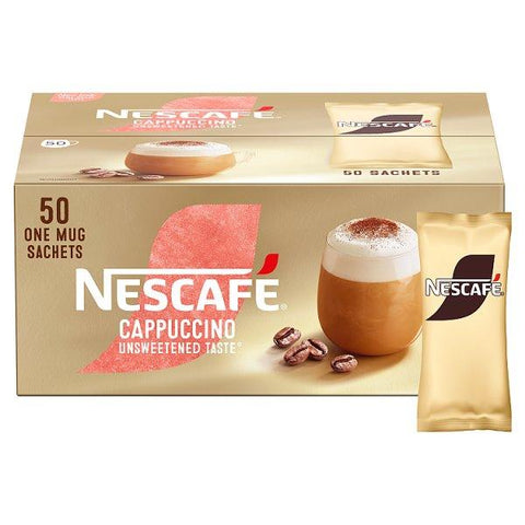 NESCAFE Cappuccino Unsweetened Taste Instant Coffee Sachets - 50 x 14.2g