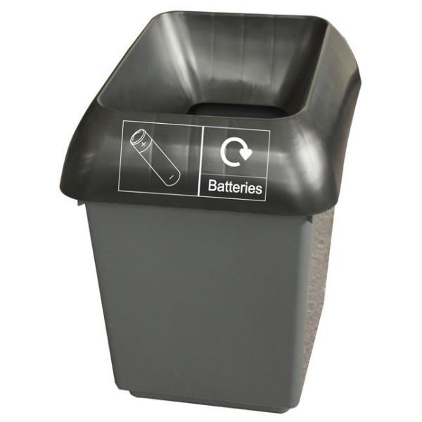 30L Recycling Bin with Black Lid & Batteries Logo - Honesty Sales U.K