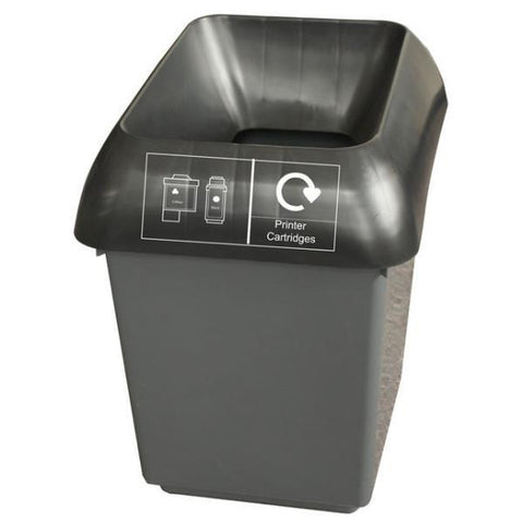 30L Recycling Bin with Black Lid & Printer Cartridge Logo - Honesty Sales U.K